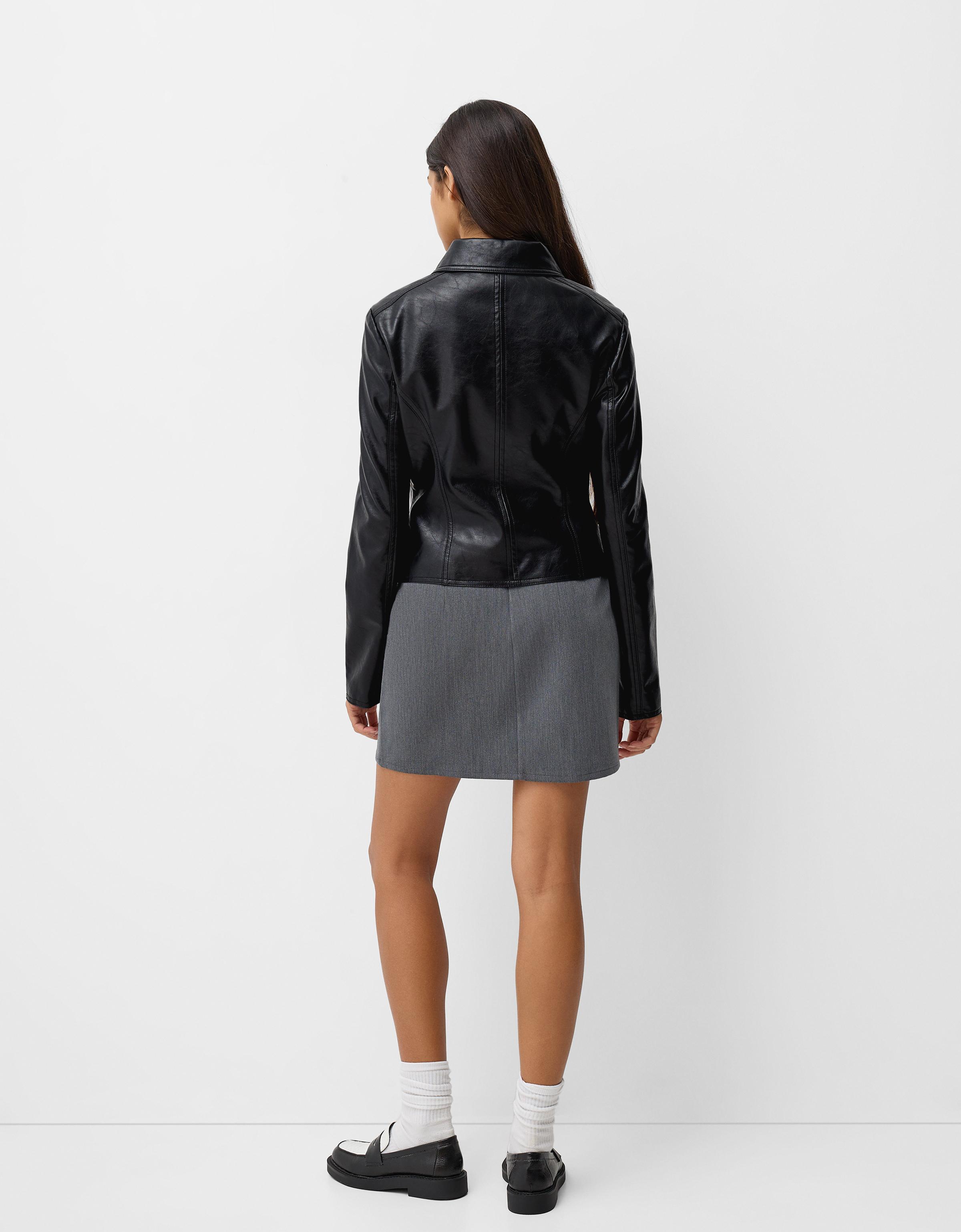 Faux leather jacket Jackets and blazers BSK Teen Bershka