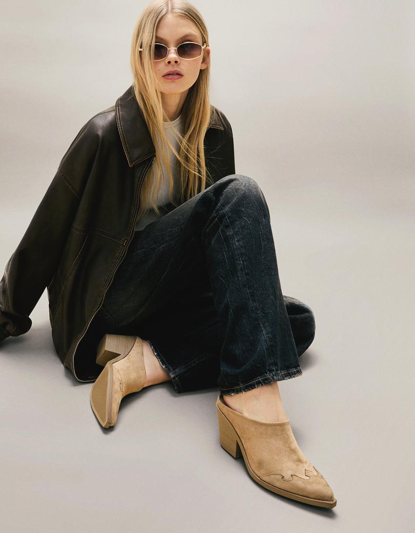 خف كاوبوي عالي الكعب-رملي-1