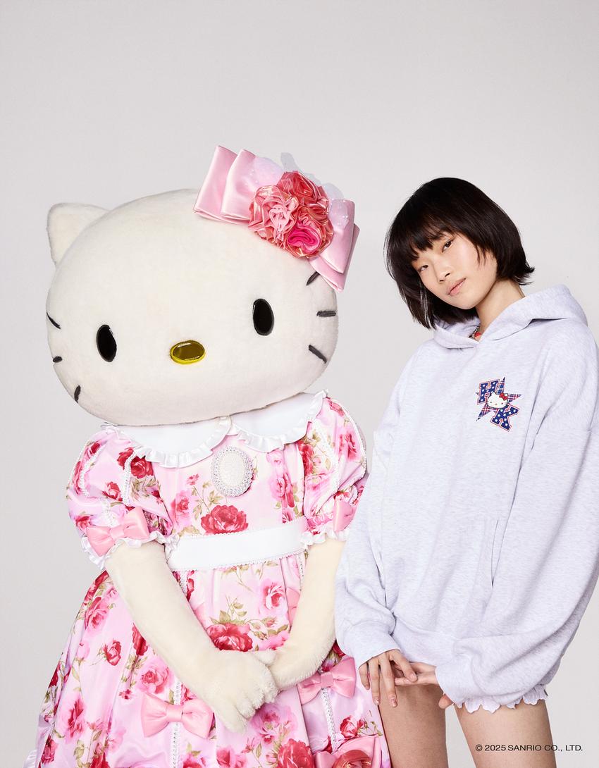 Bluza z kapturem Hello Kitty-Szary-1