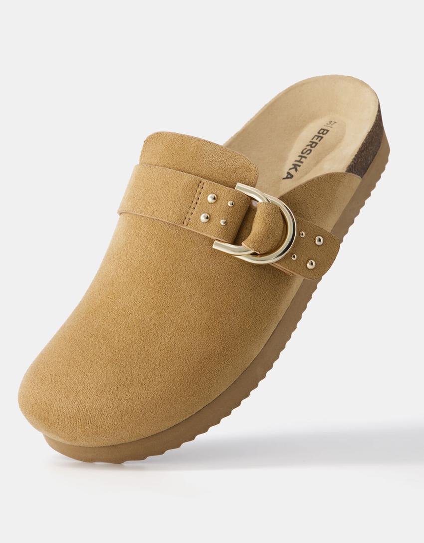 Buckled clogs with stud details-SAND-1