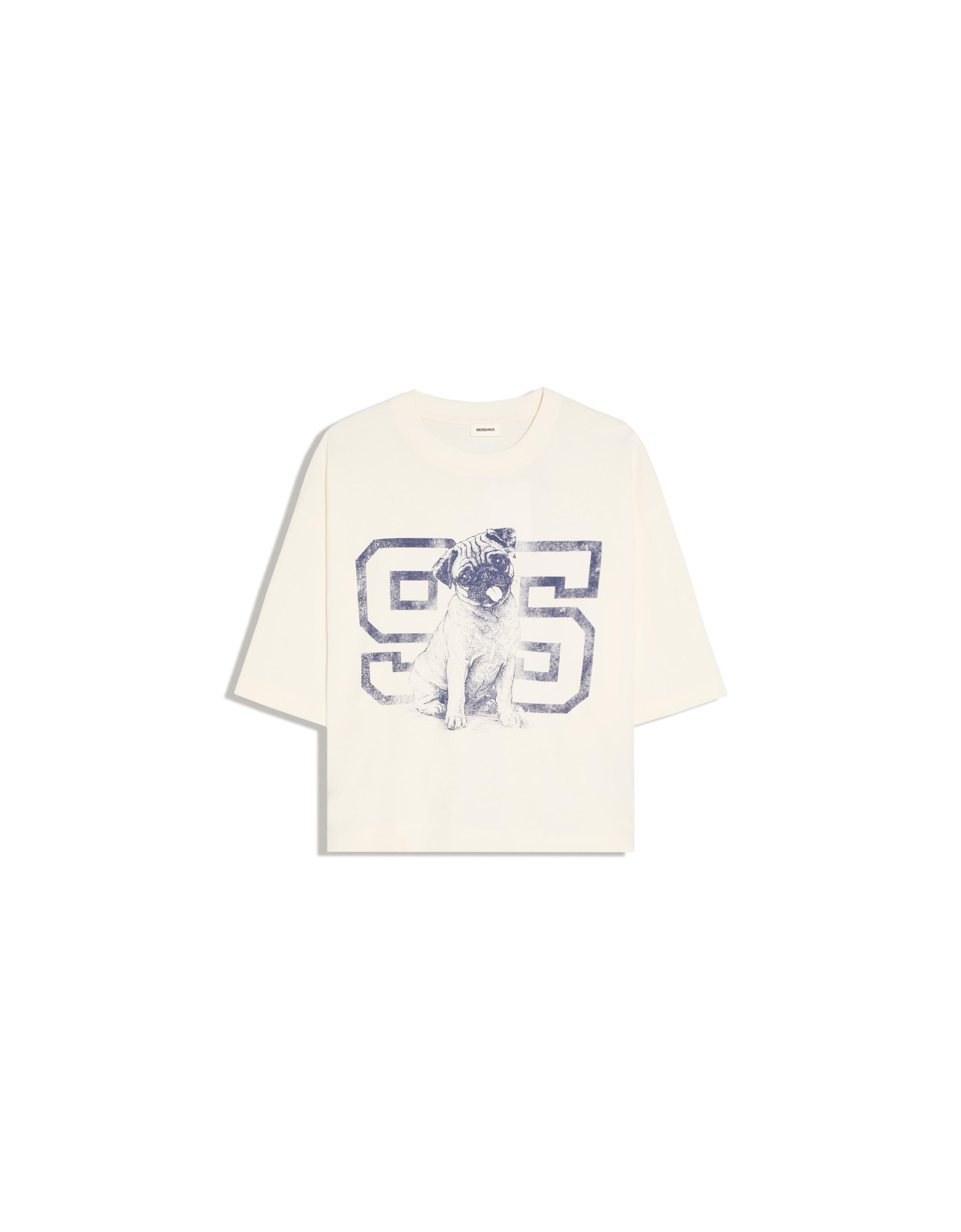 Oversize short sleeve print T-shirt — Cream