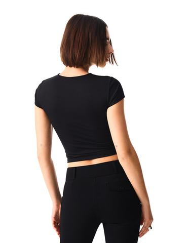 Short sleeve cut-out polyamide T-shirt — Black 2