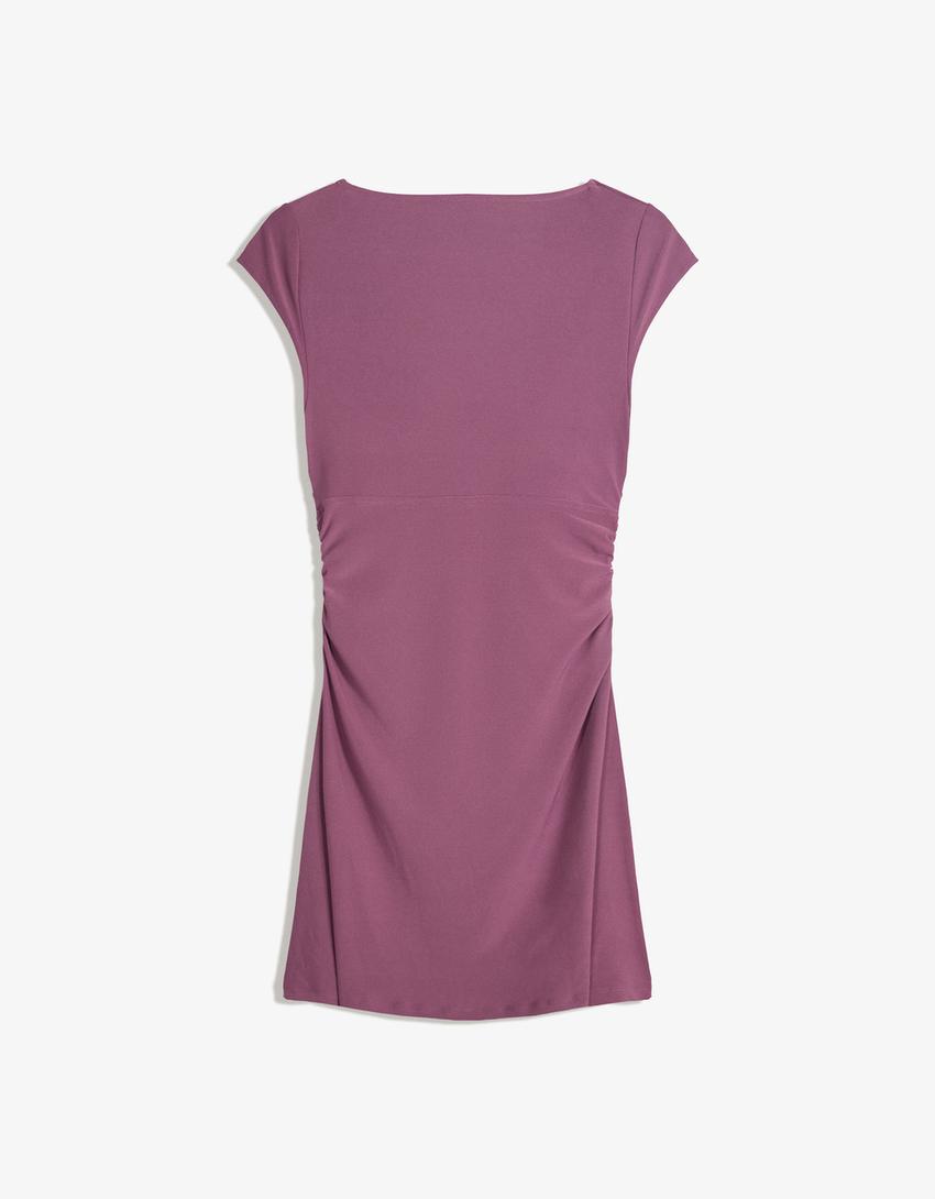 Mini-jurk met plooi-Paars