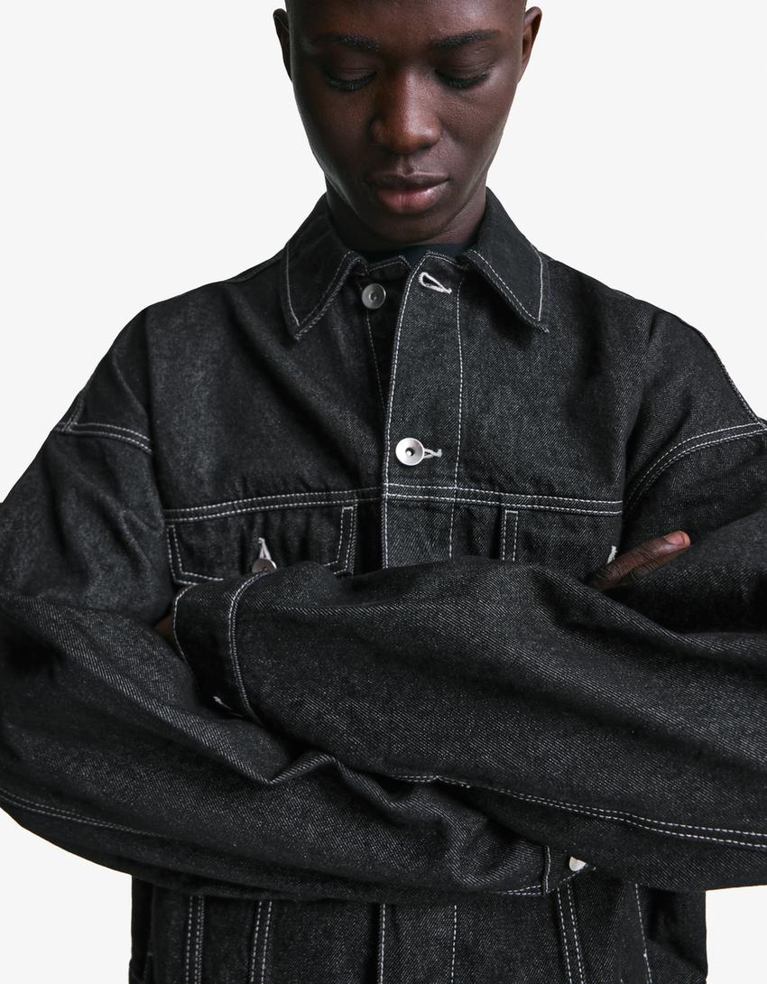 Cazadora denim trucker-Negro-2