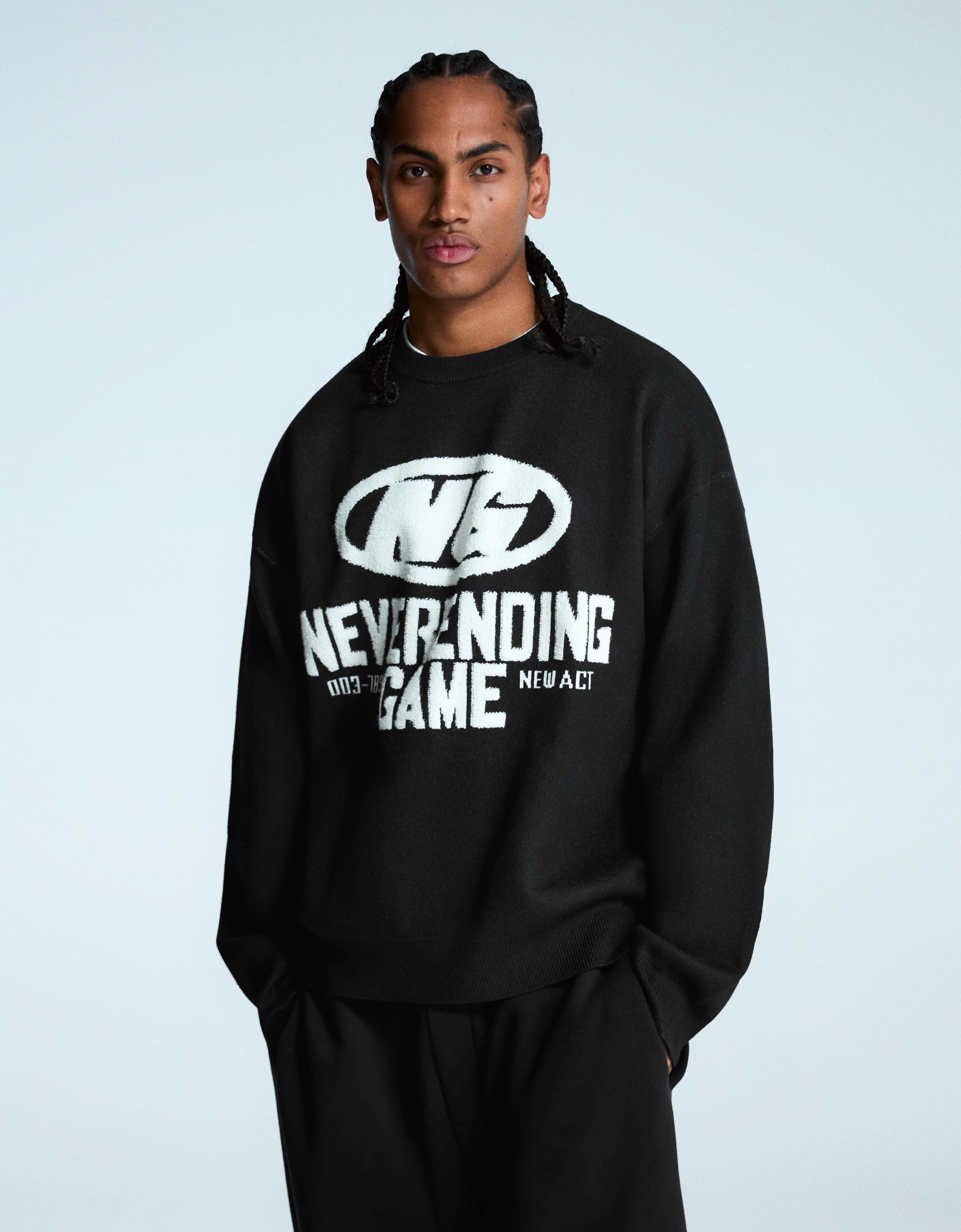 Bershka Jersey Mit Print Herren Xs Schwarz