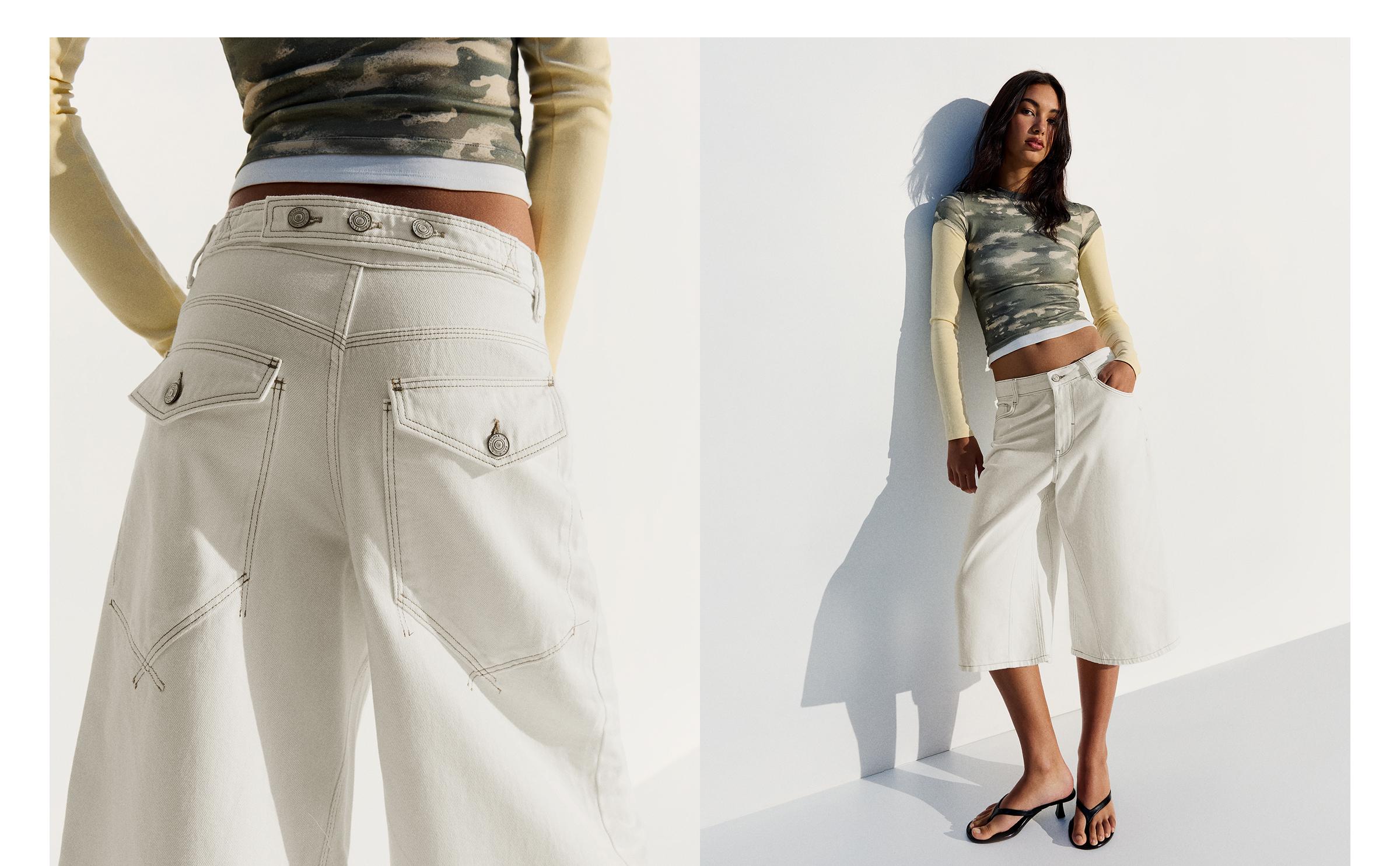 Slouchy denim Bermuda jorts — White