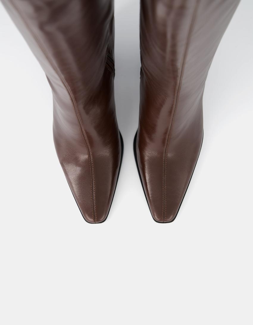 Block heel boots-Maroon