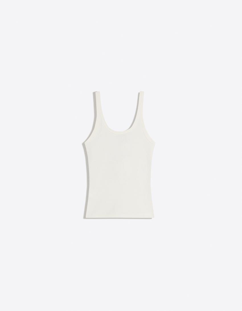 Rib vest top-Off white