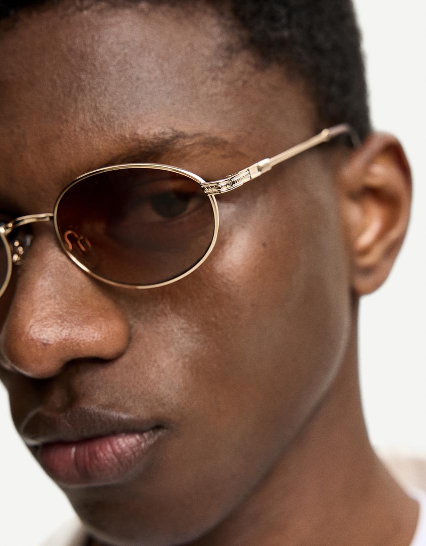 Lunettes de soleil métallisées-Beige