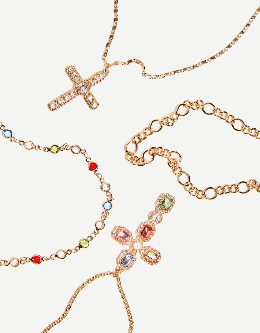 4-pack kettingen met hanger-Goud