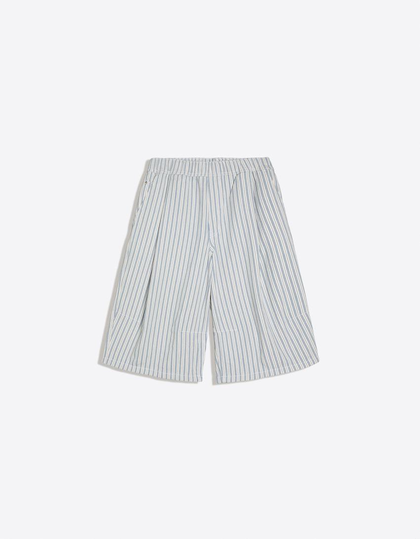 Bermuda parachute en denim-Bleu clair