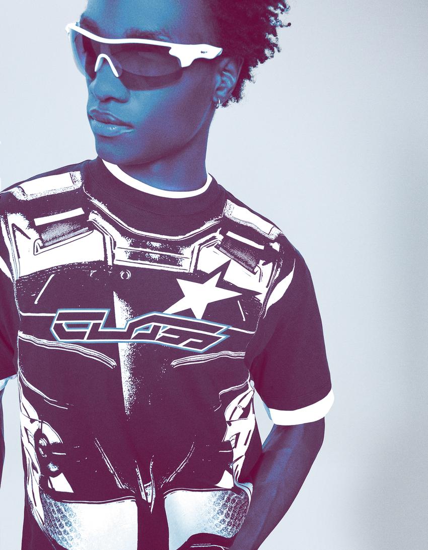 T-shirt manches courtes imprimé-Noir