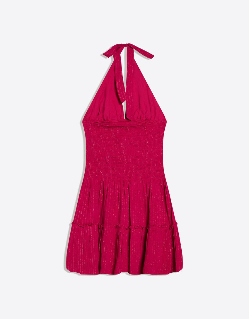 Vestido mini volantes-Fucsia