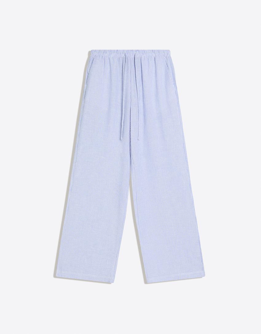 Elasticated waist trousers-Navy