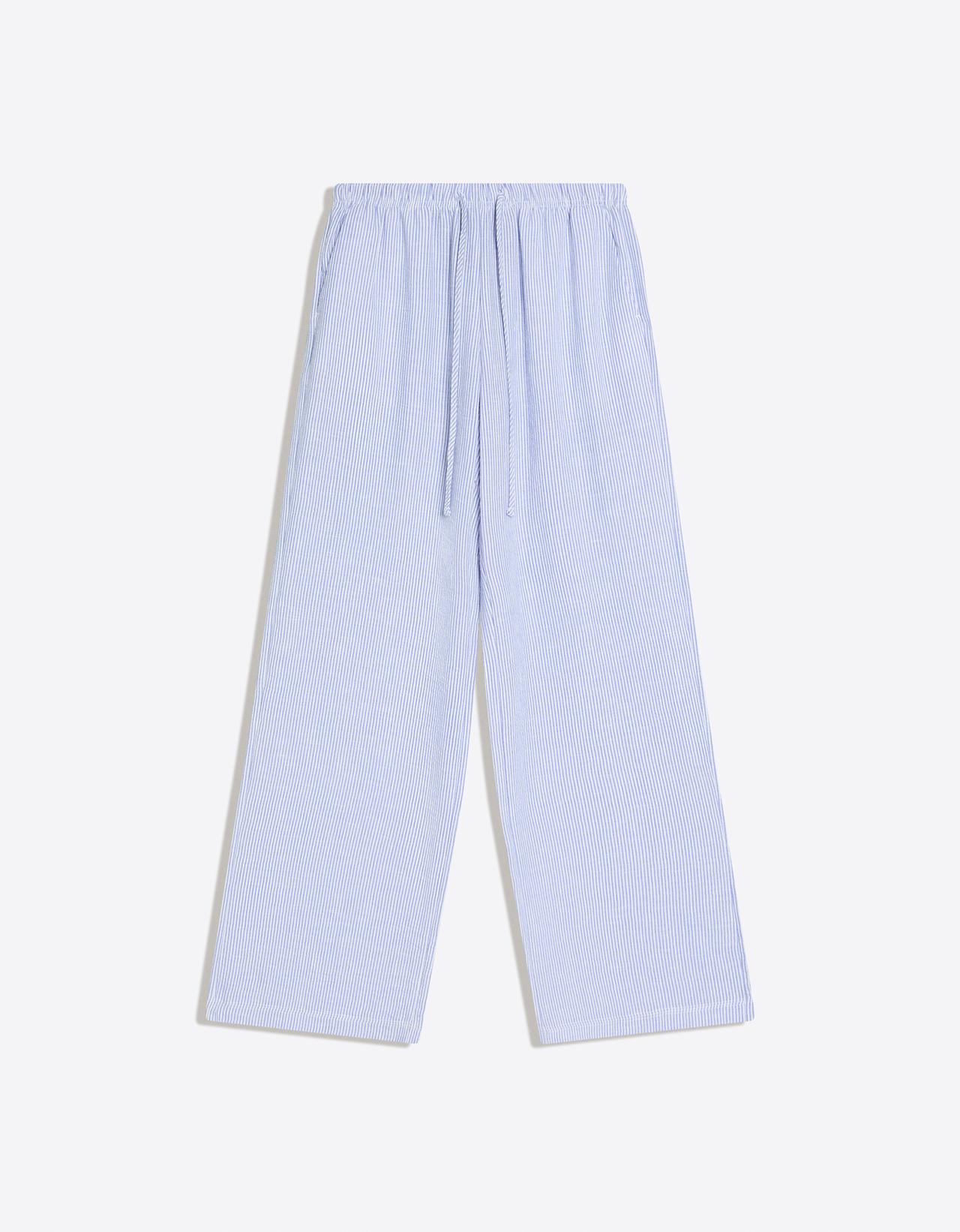 Elasticated waist trousers with linen — Navy