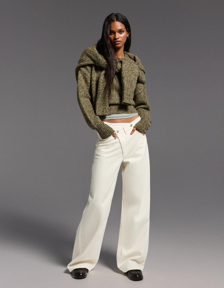 Sveter s priliehavým pásom-Zelená