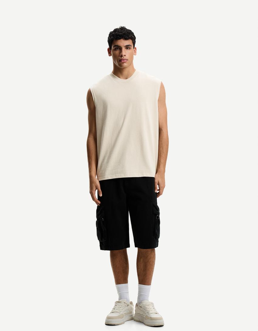 Mouwloze top-Zand
