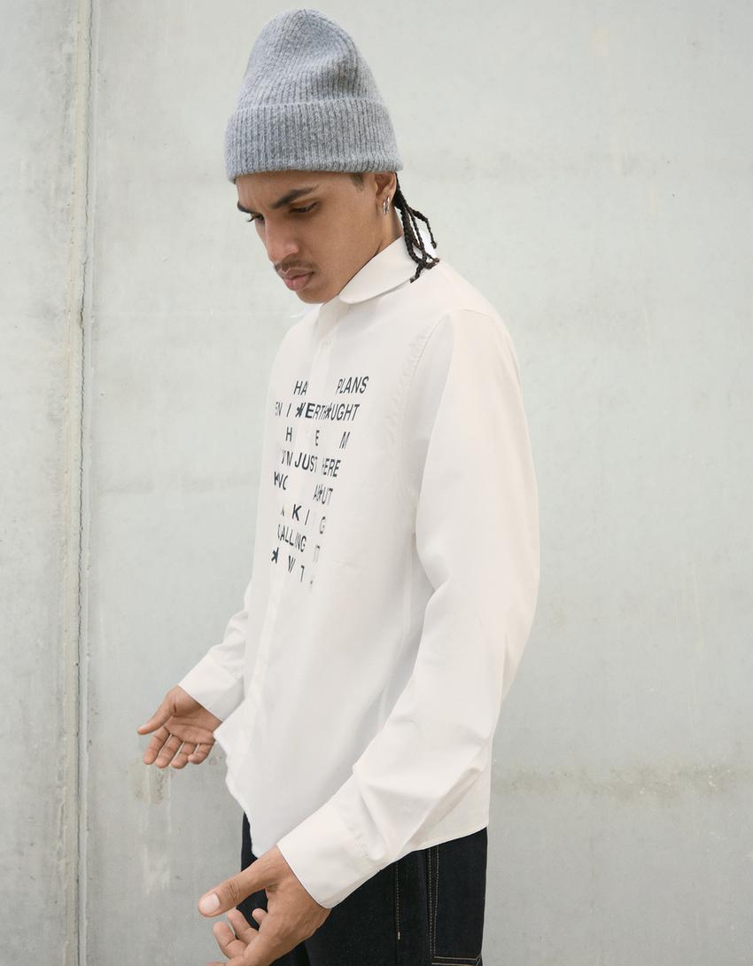 Boxy-fit print shirt-White