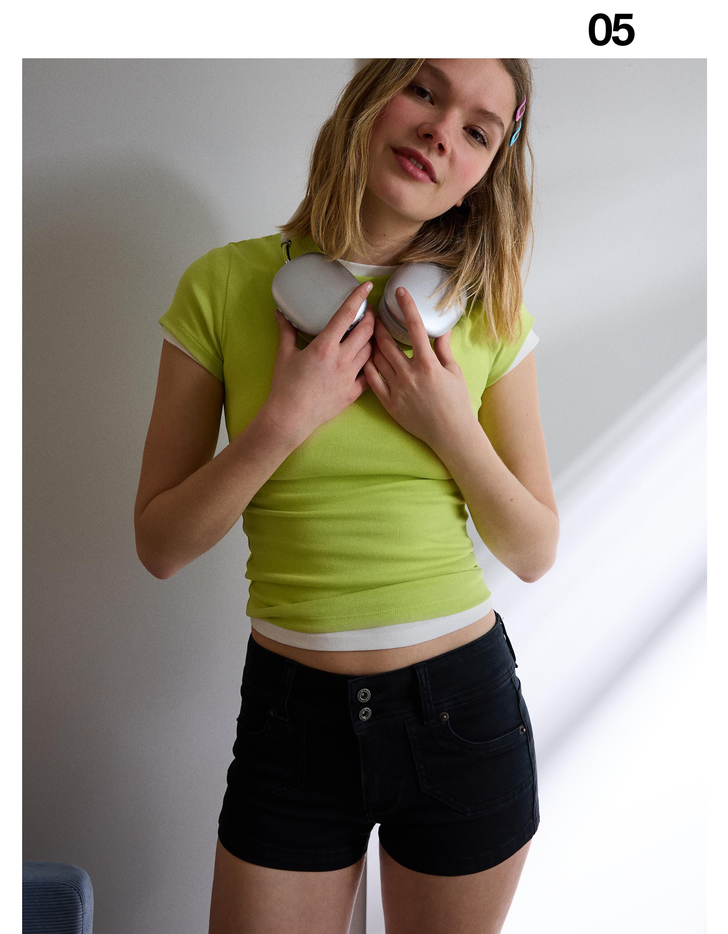 İşlemeli mini denim şort - Görsel 67