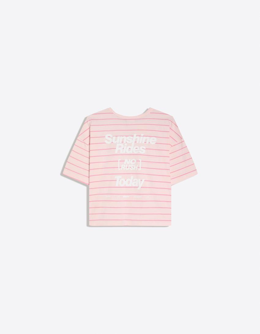 Oversize short sleeve printed T-shirt-Pink