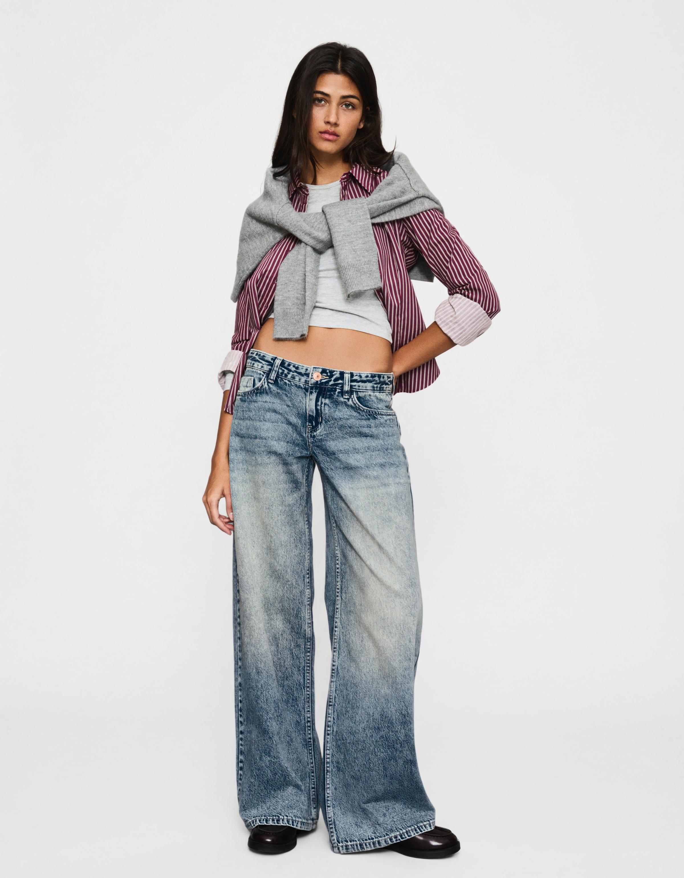 Geniş paça düşük bel jean - Görsel 146