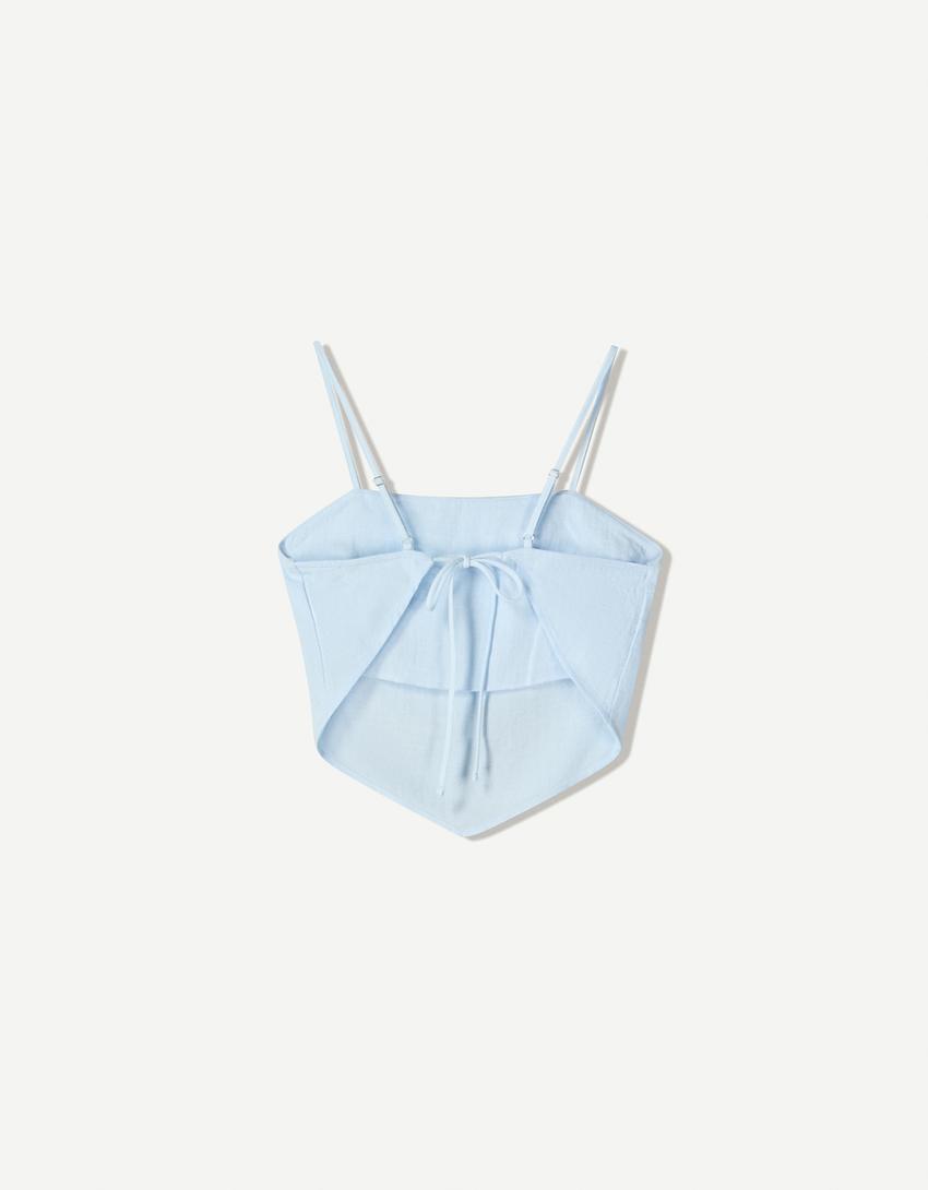 Bandeau-Top mit Trägern-Hellblau-4