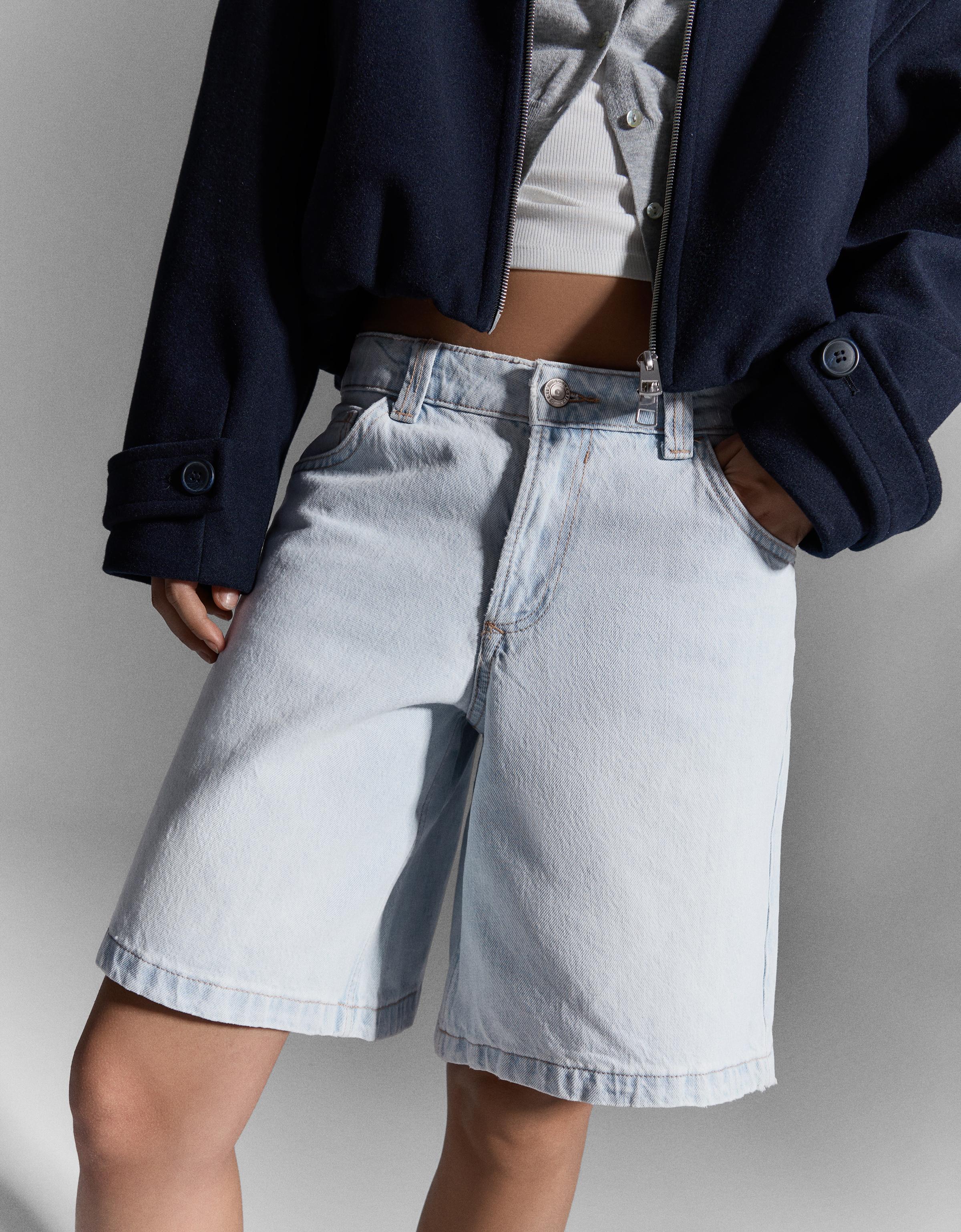 Baggy denim Bermuda shorts — Light blue