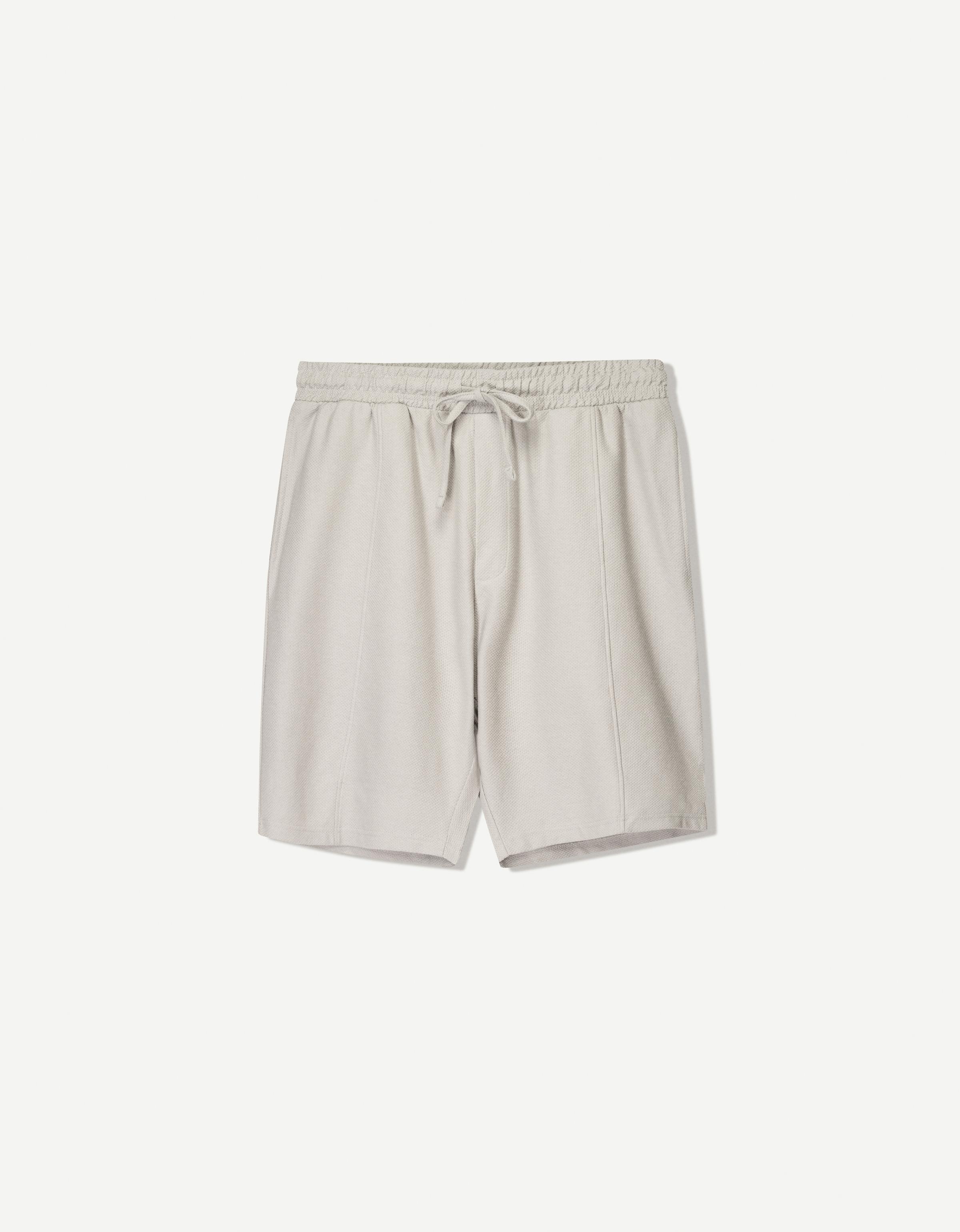 Bershka Bermudashorts Mit Strukturmuster Herren S Steinfarbe