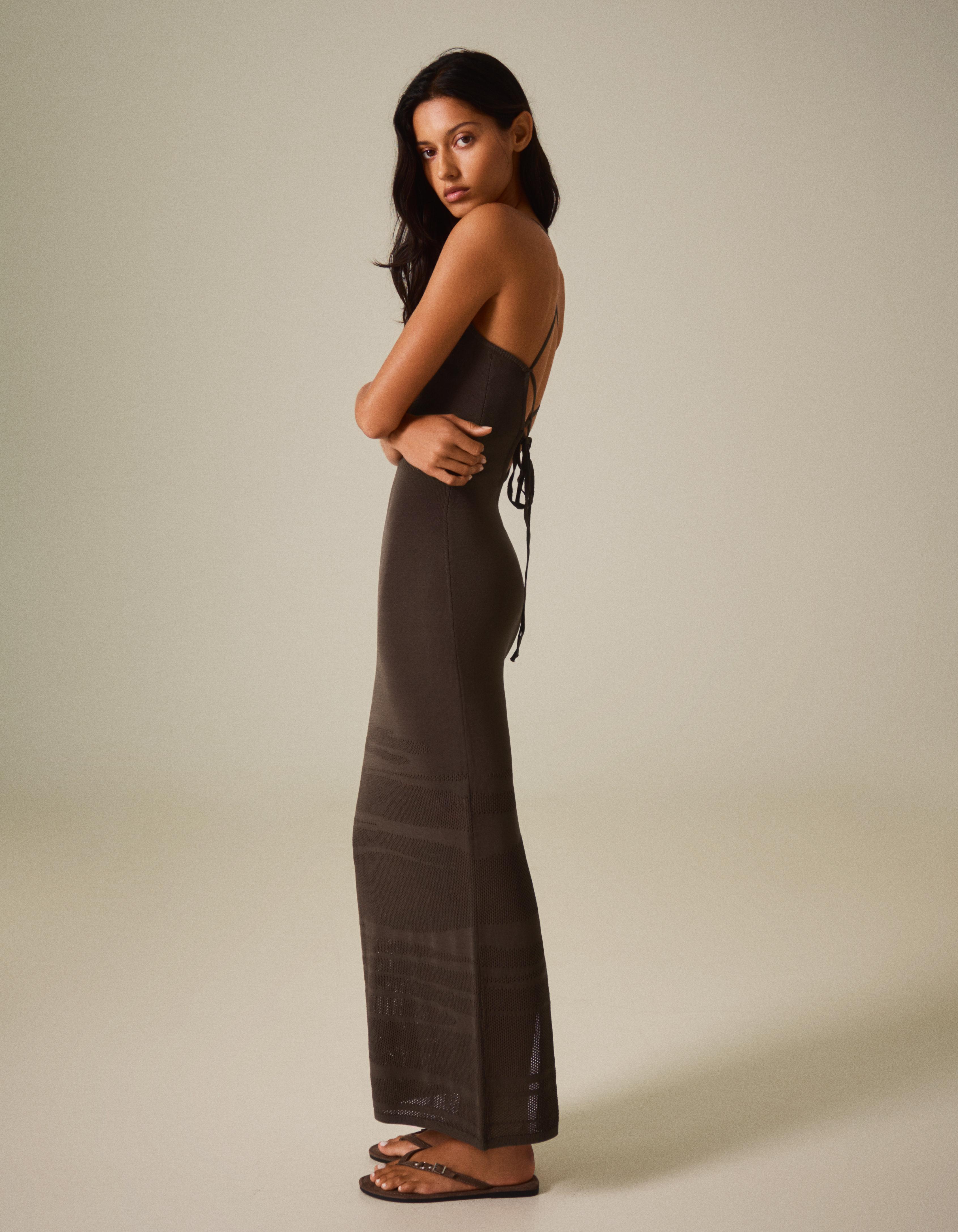 Open-back midi dress — Brown