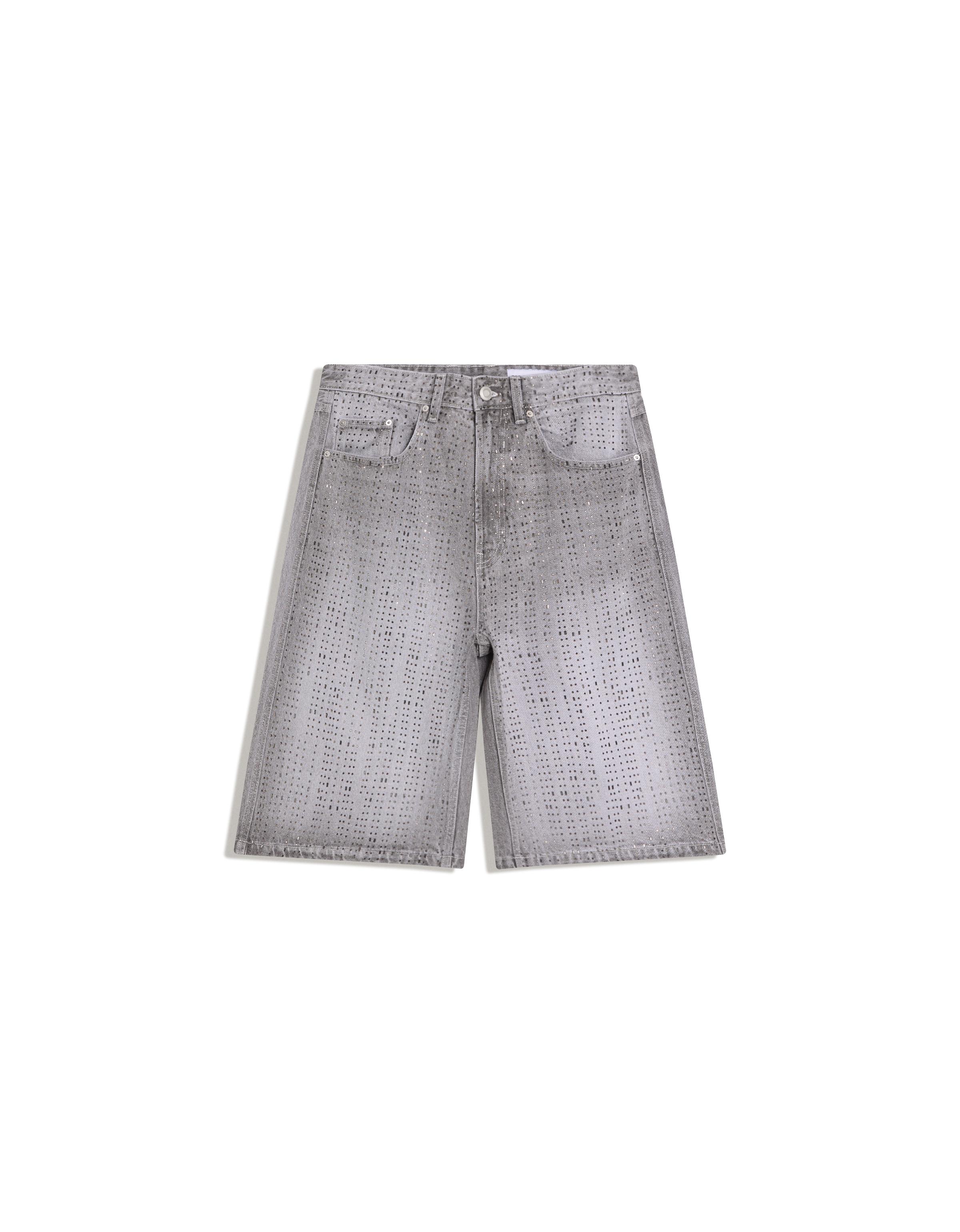 Baggy Bermuda shorts with studs - Grey