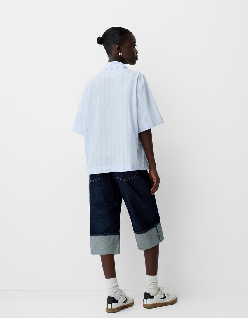 Striped boxy fit short sleeve shirt - Men | Bershka