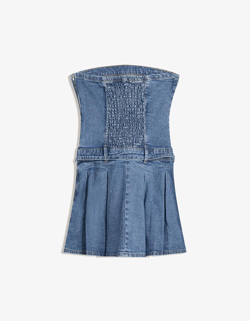 Denim mini dress-Light blue
