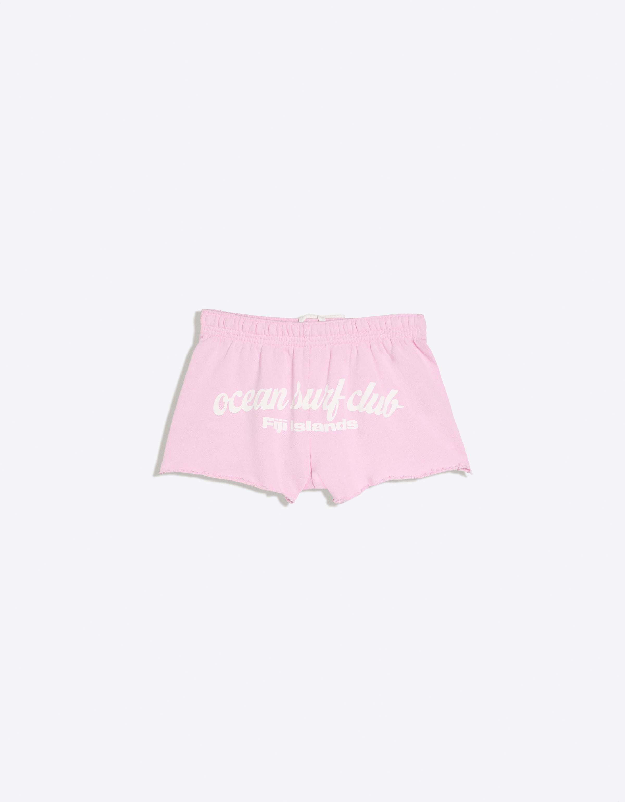 Embroidered jersey shorts — Pink