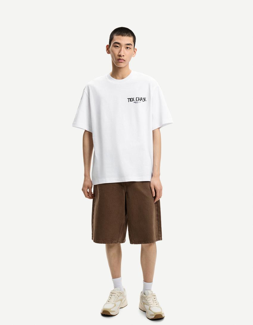 Short sleeve T-shirt with print-White-4