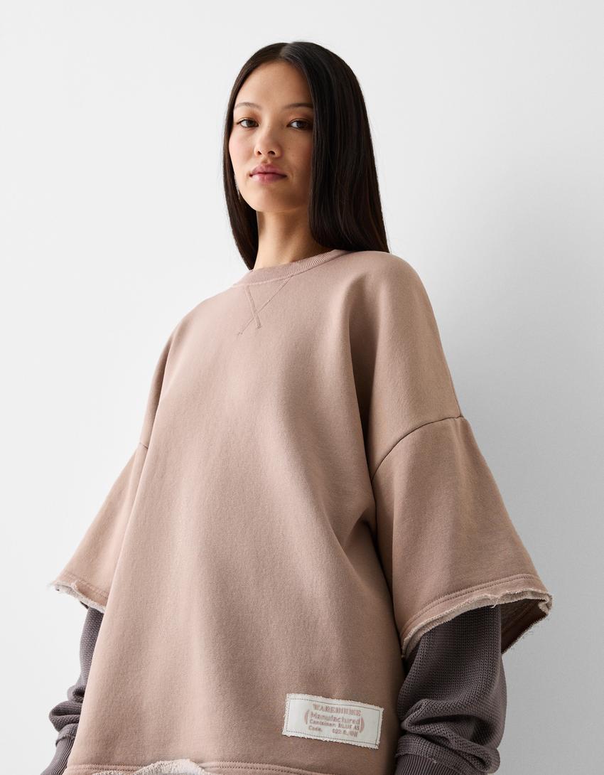 Sweat double manche-Rose-2