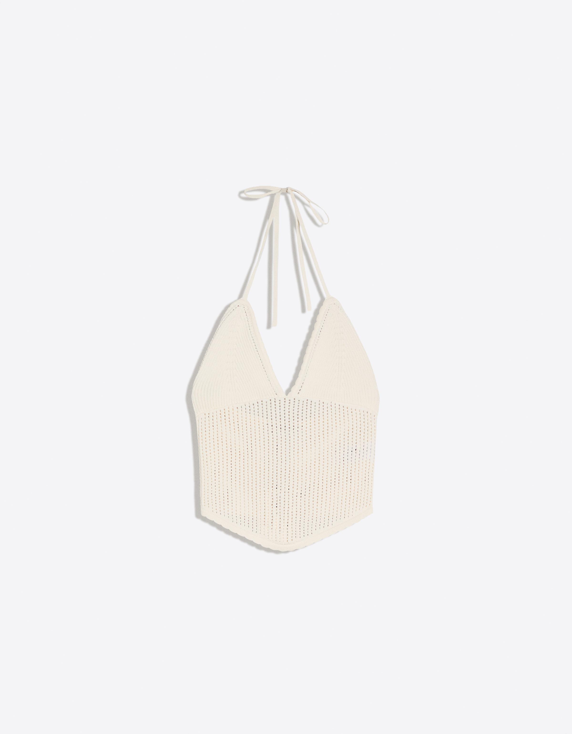 Cutwork halter top — Cream
