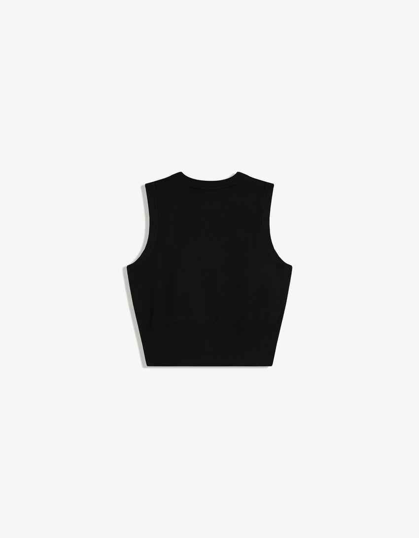 Gilet in maglia con bottoni-Nero