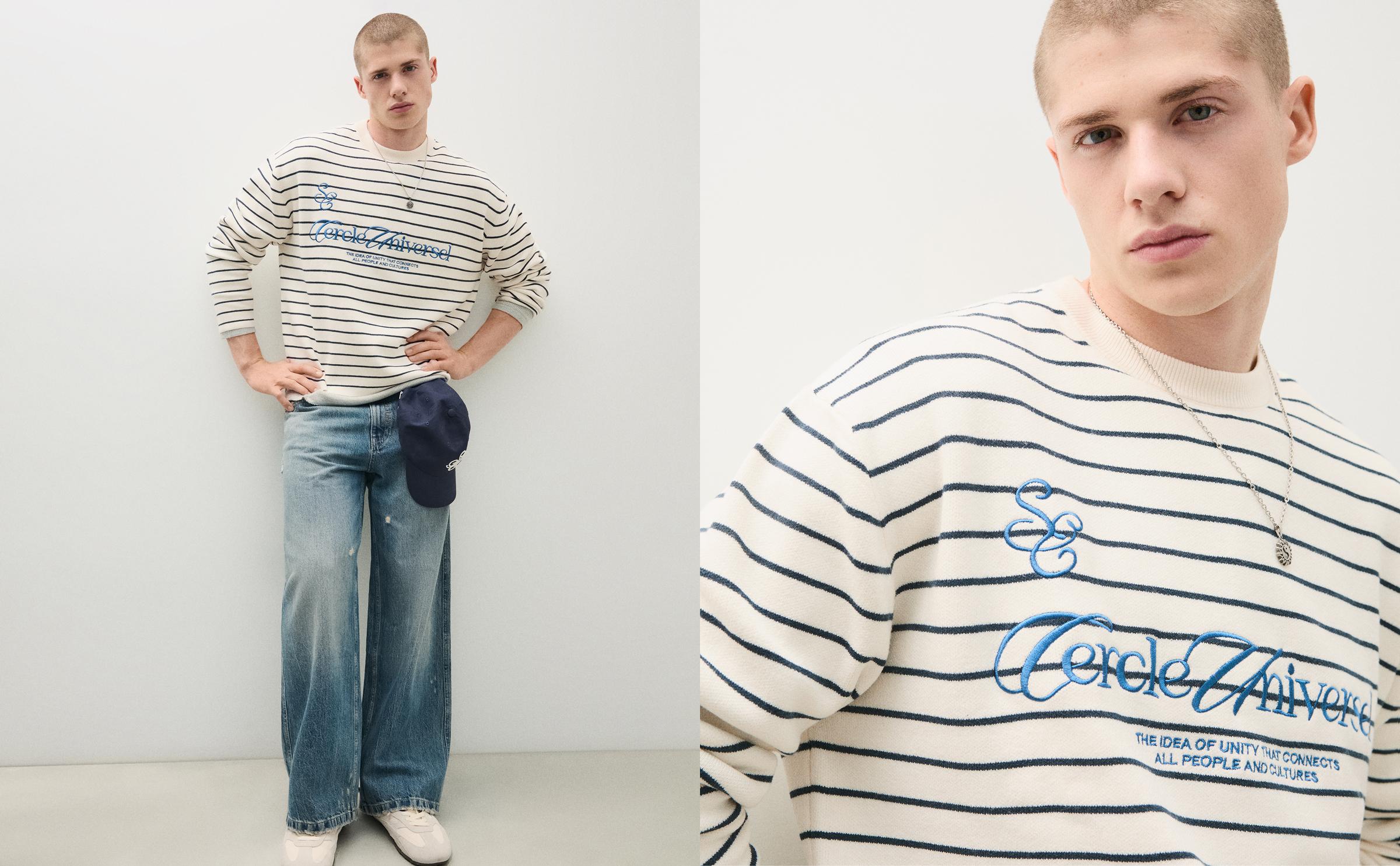 Embroidered round neck jumper — Cream