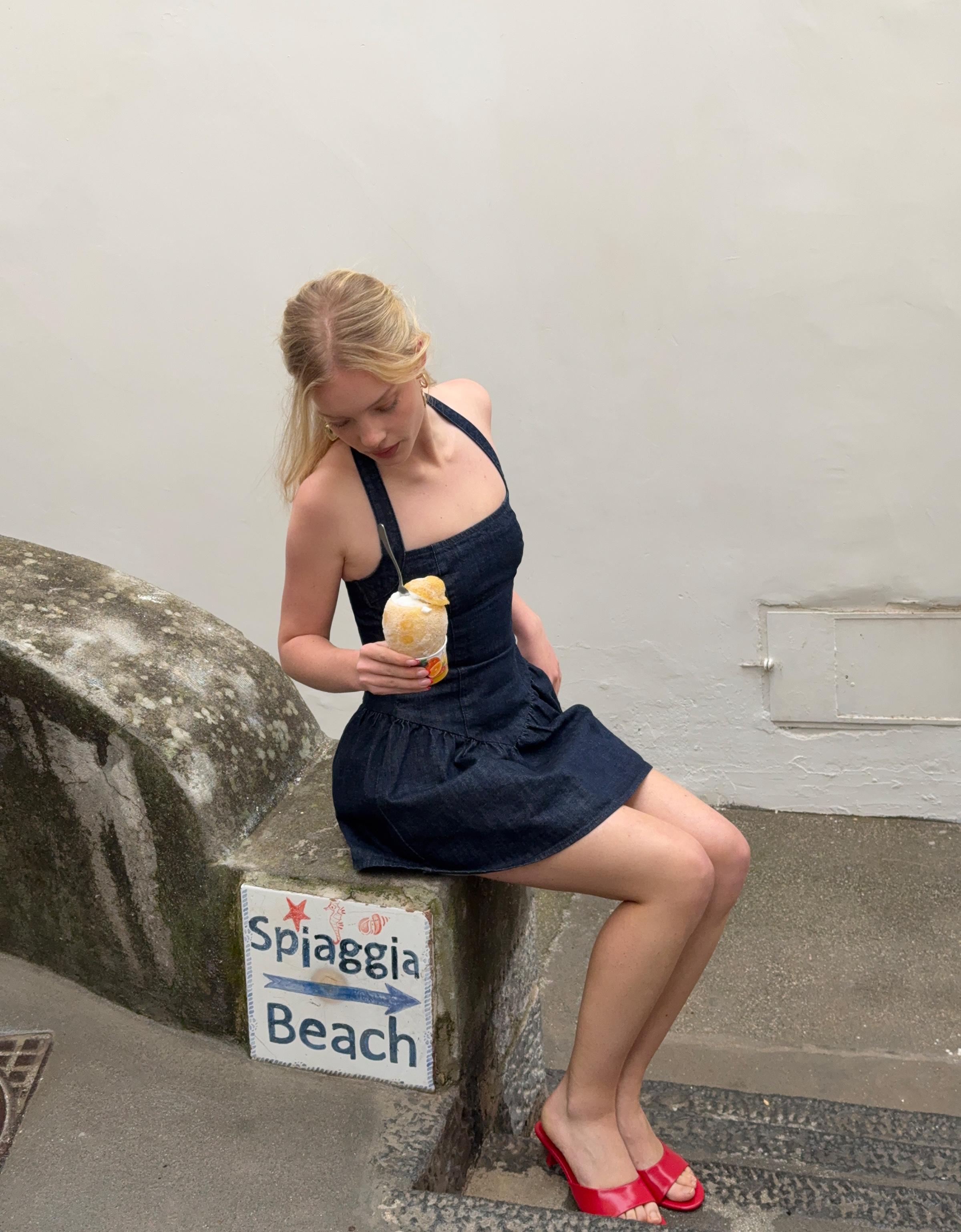 Bershka Minikleid Aus Denim Im Balloon-Fit Damen Xs Marinenblau