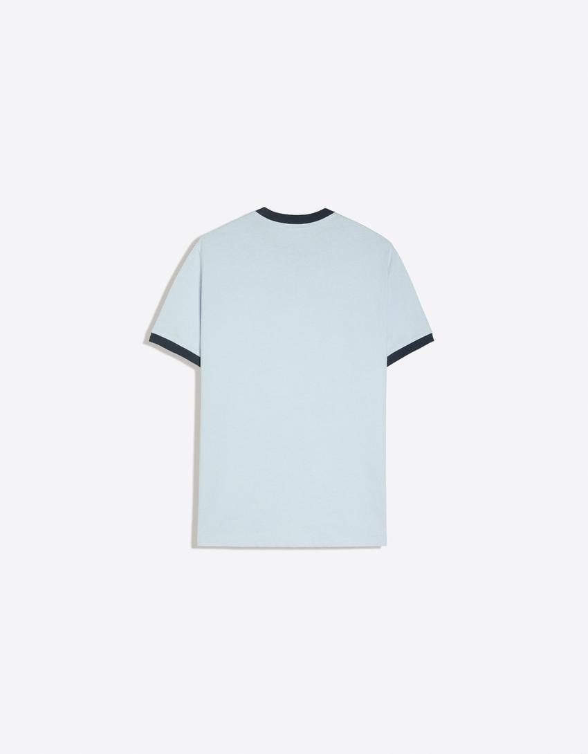 T-shirt manches courtes imprimé-Bleu