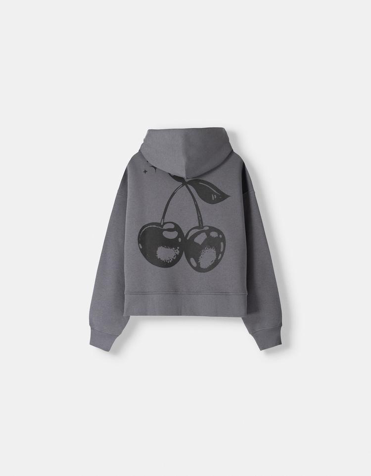 Desenli kapüşonlu sweatshirt