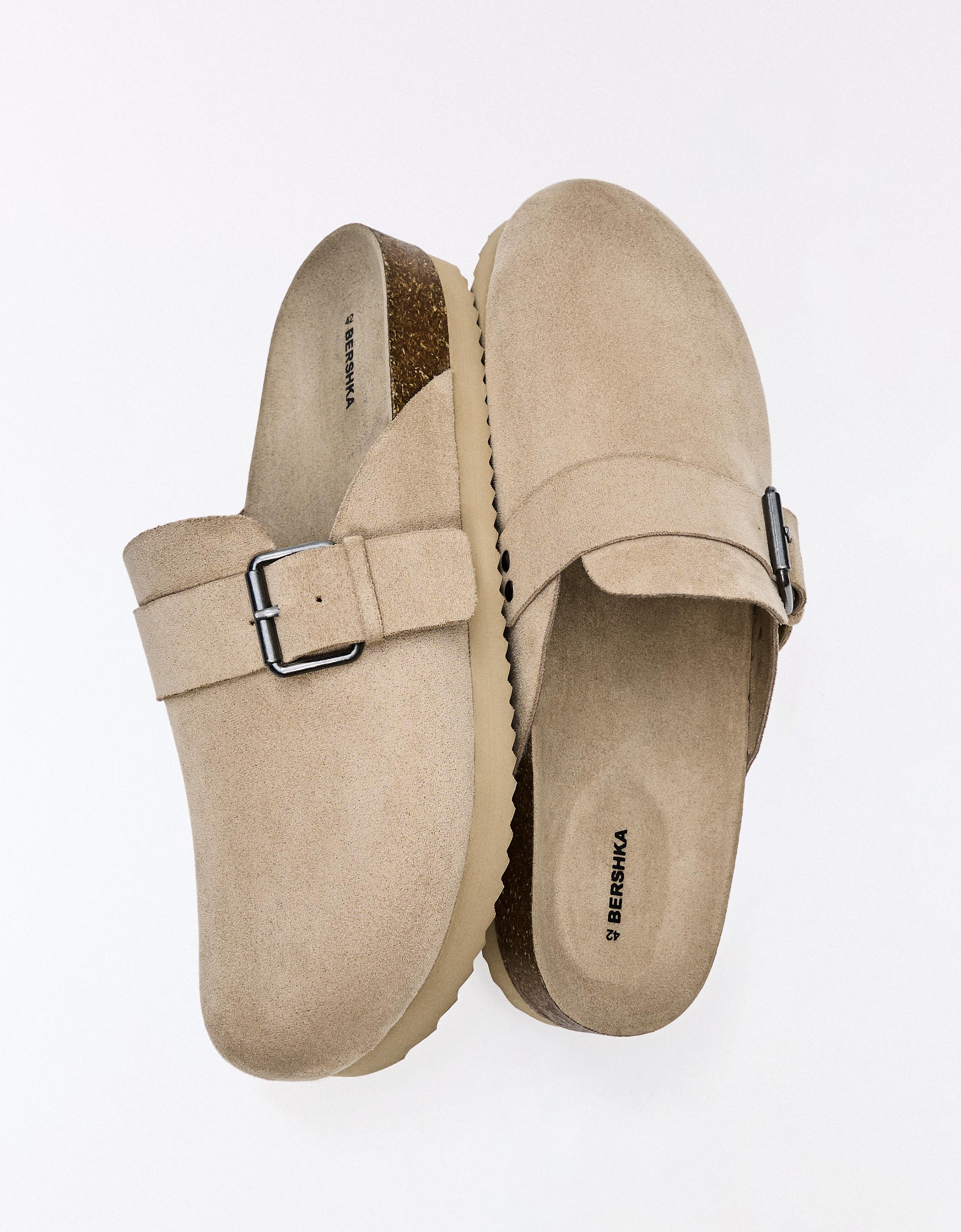 Clogs with buckle detail — TAUPE