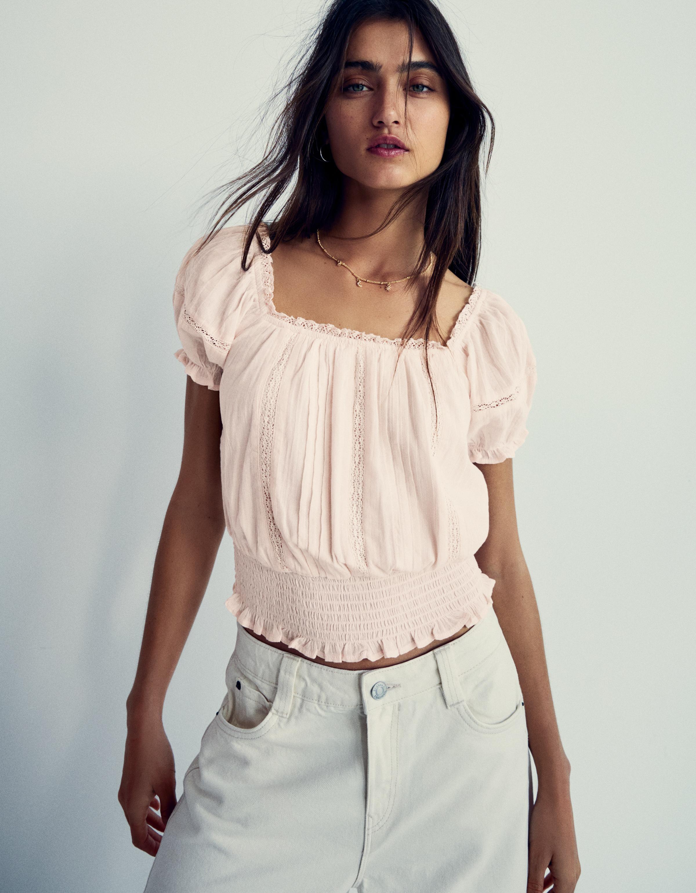 Bershka Camicia A Maniche Corte Rustica Donna L Rosa