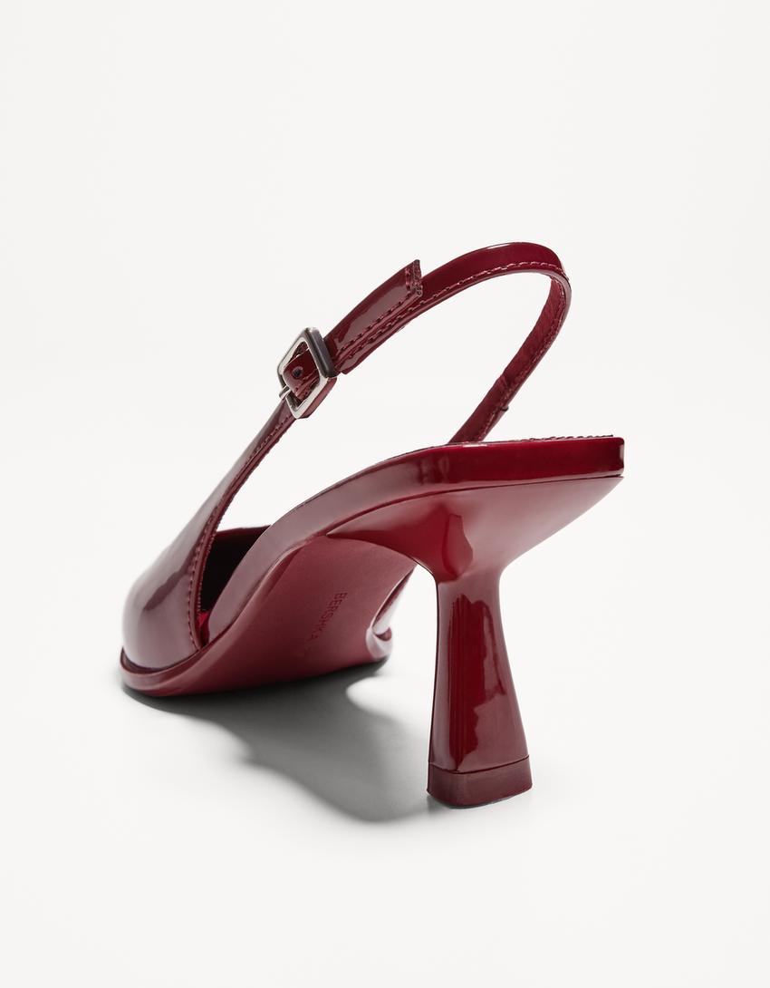 Escarpins type mules kitten heels-Grenat-1