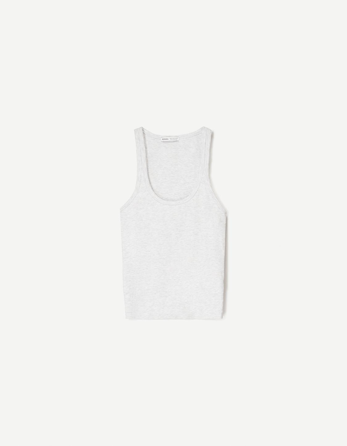 Sleeveless ribbed T-shirt