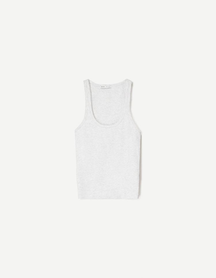 Fitilli kolsuz t-shirt