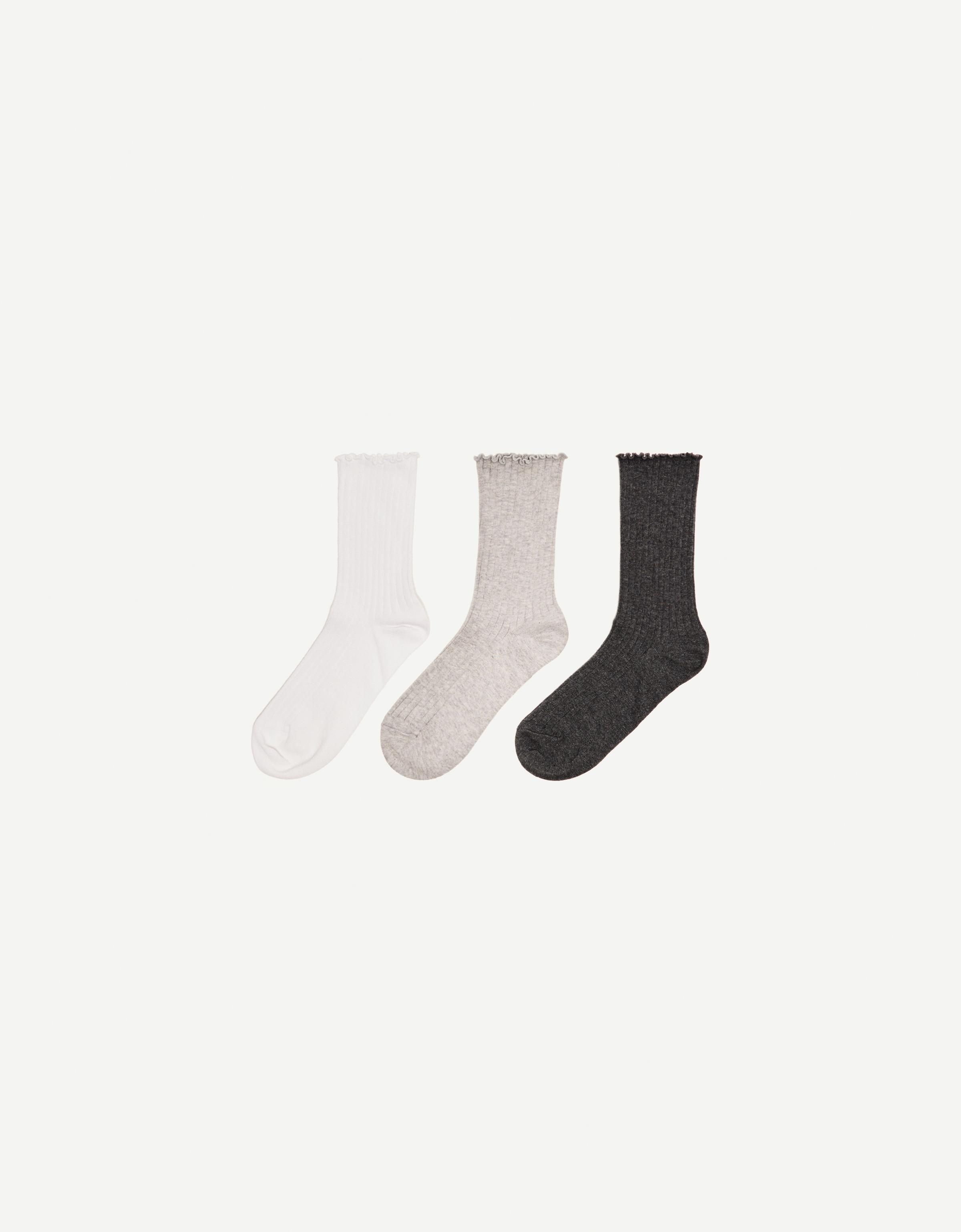 Bershka 3er-Pack Socken Damen Grau