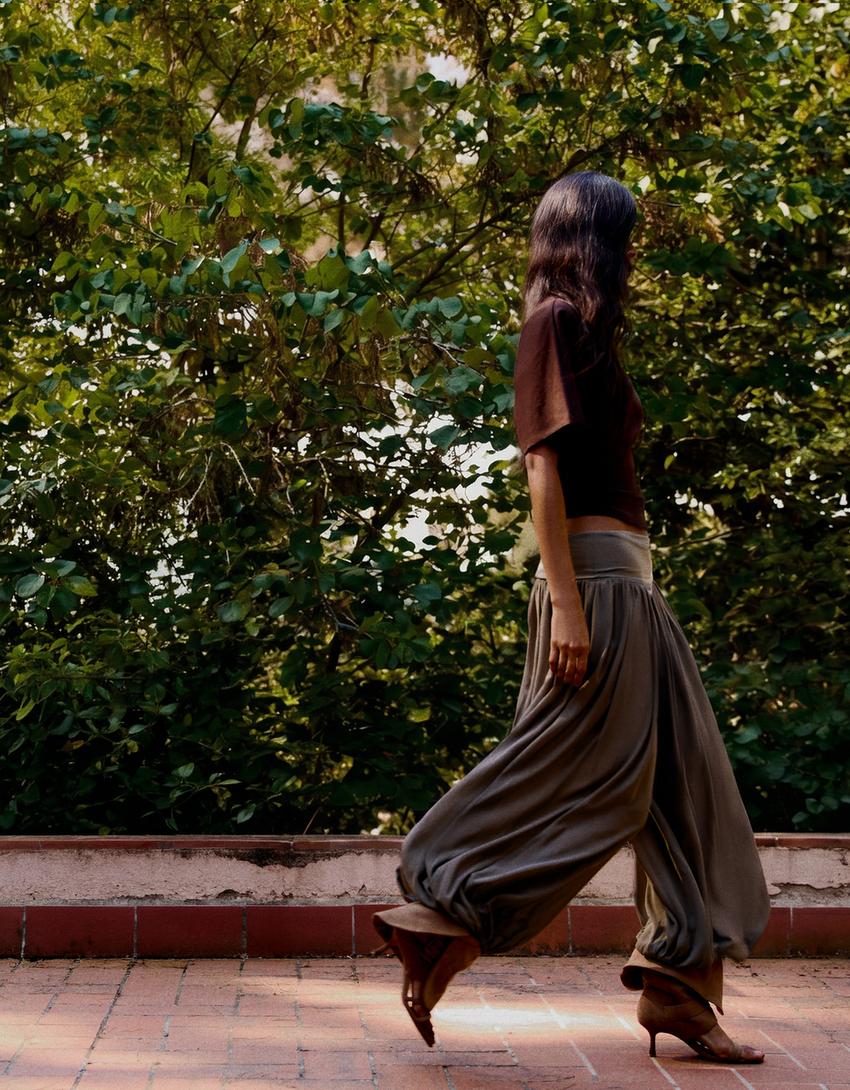 Drop crotch pants-Sand