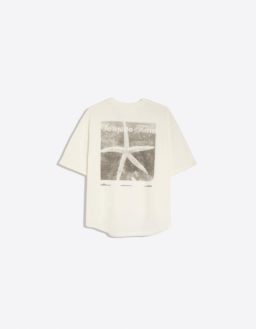 Camiseta oversize print-Crudo