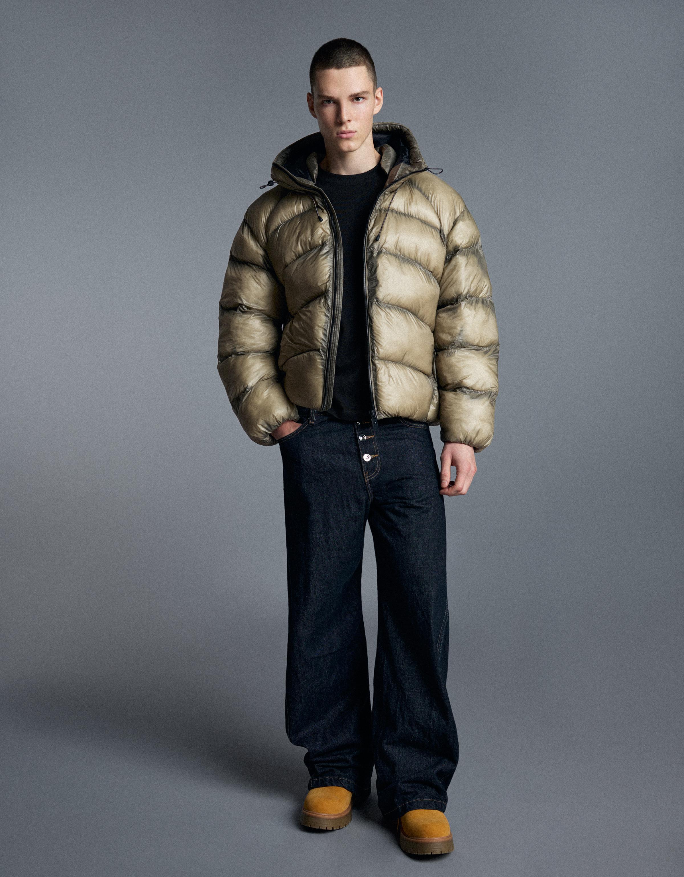 Quilted translucent-effect jacket — Khaki